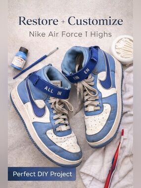 Nike Air Force 1 High Blue White Sneakers | Project Pair / Restore Ready
